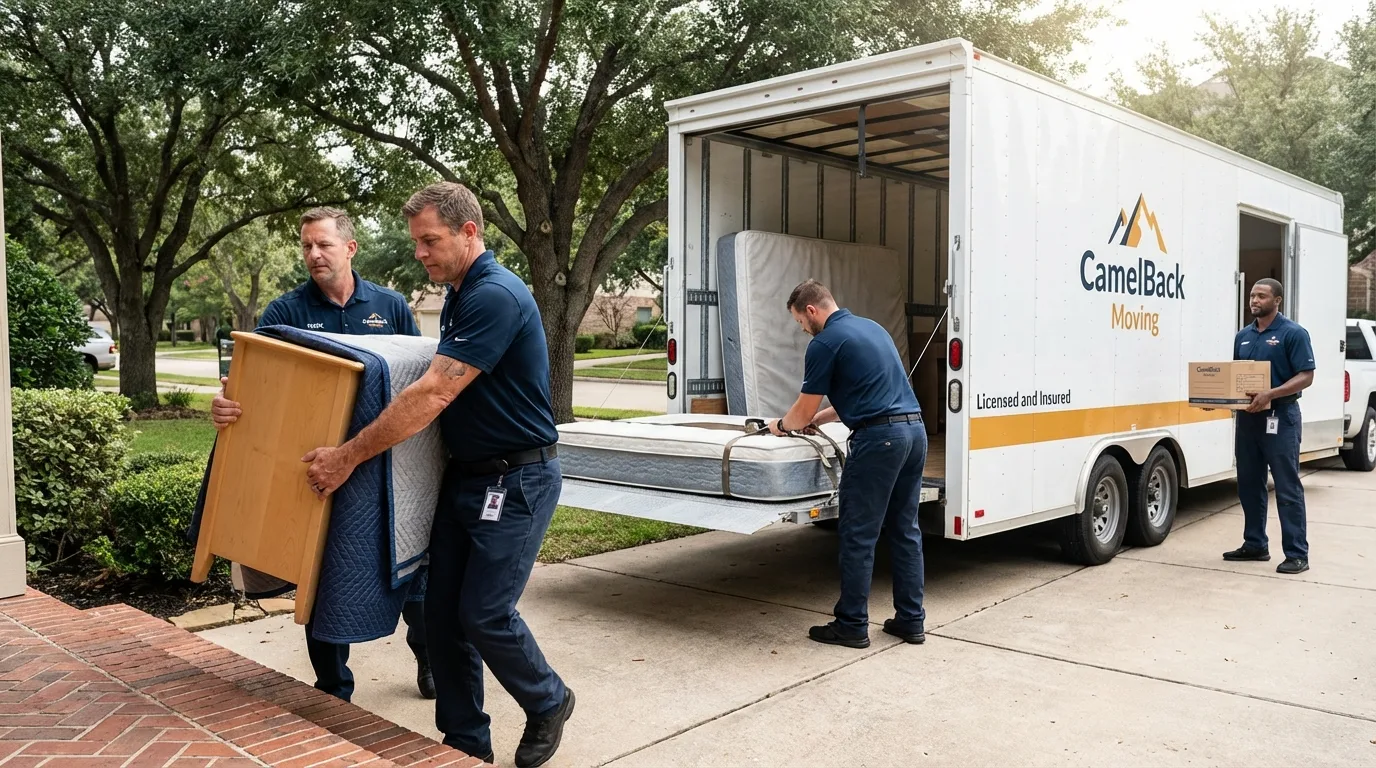 Crew loading residential truck for cross-state move from New Orleans, LA