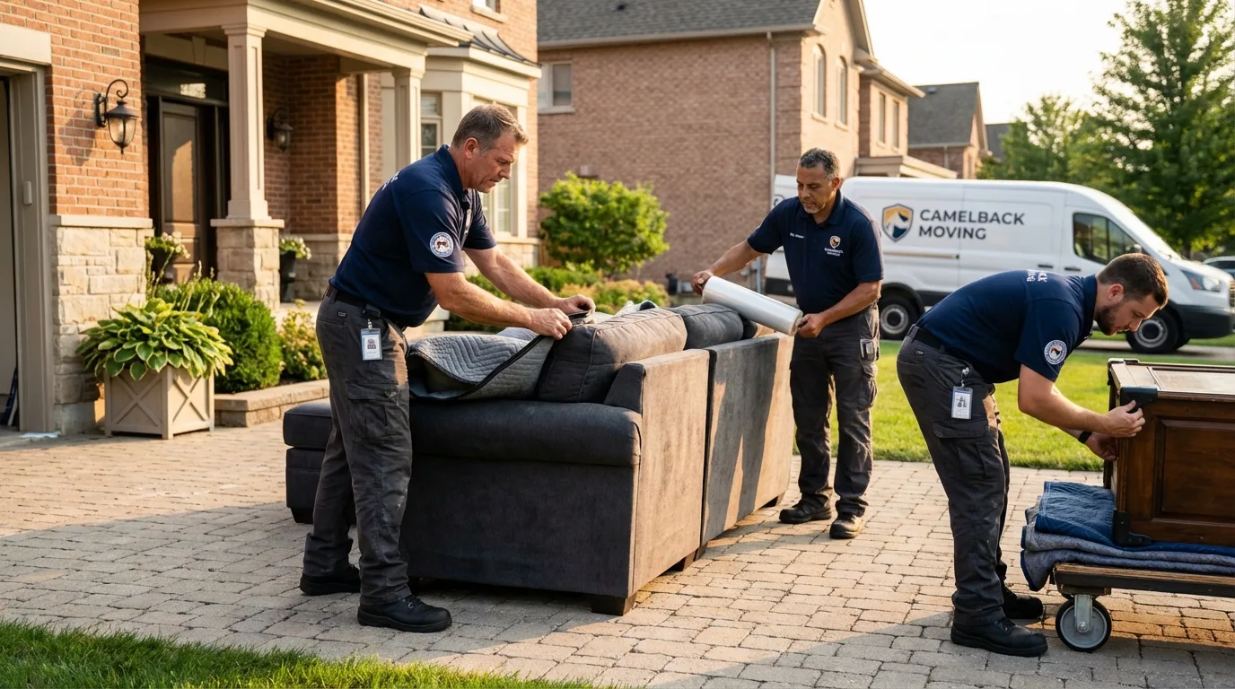 Large estate moving crew wrapping furniture in New Orleans, LA