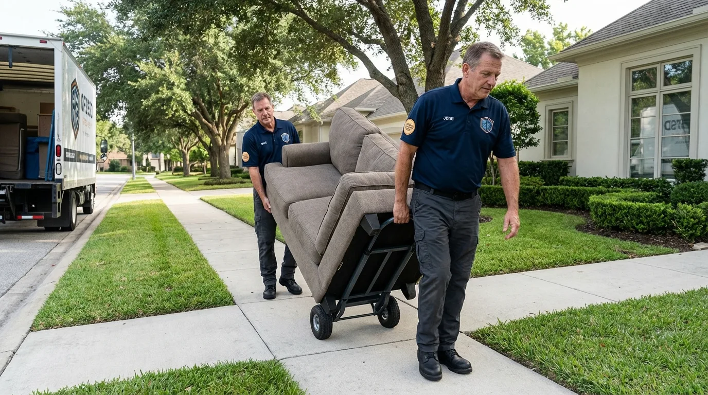 Local residential moving crew loading furniture in New Orleans, LA
